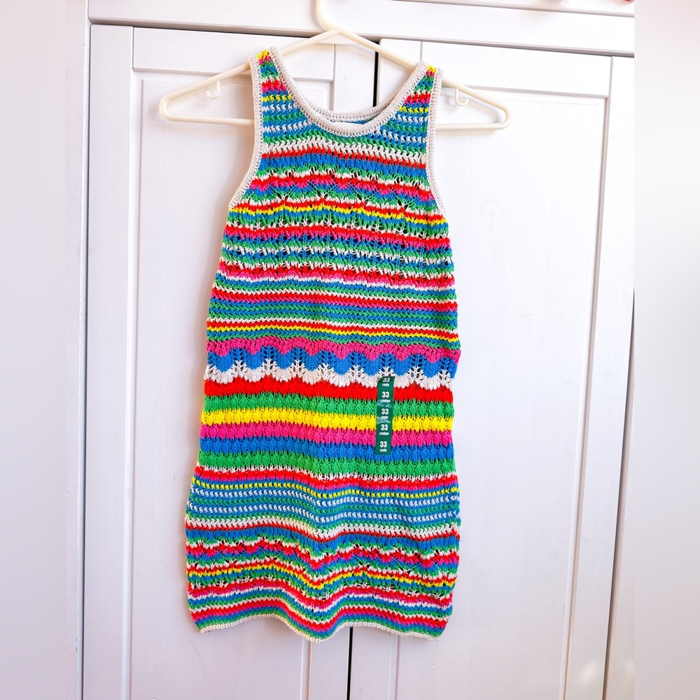 NWOT! Zara BabyGirl Rainbow Stripe Crochet Dress - 8/9 years